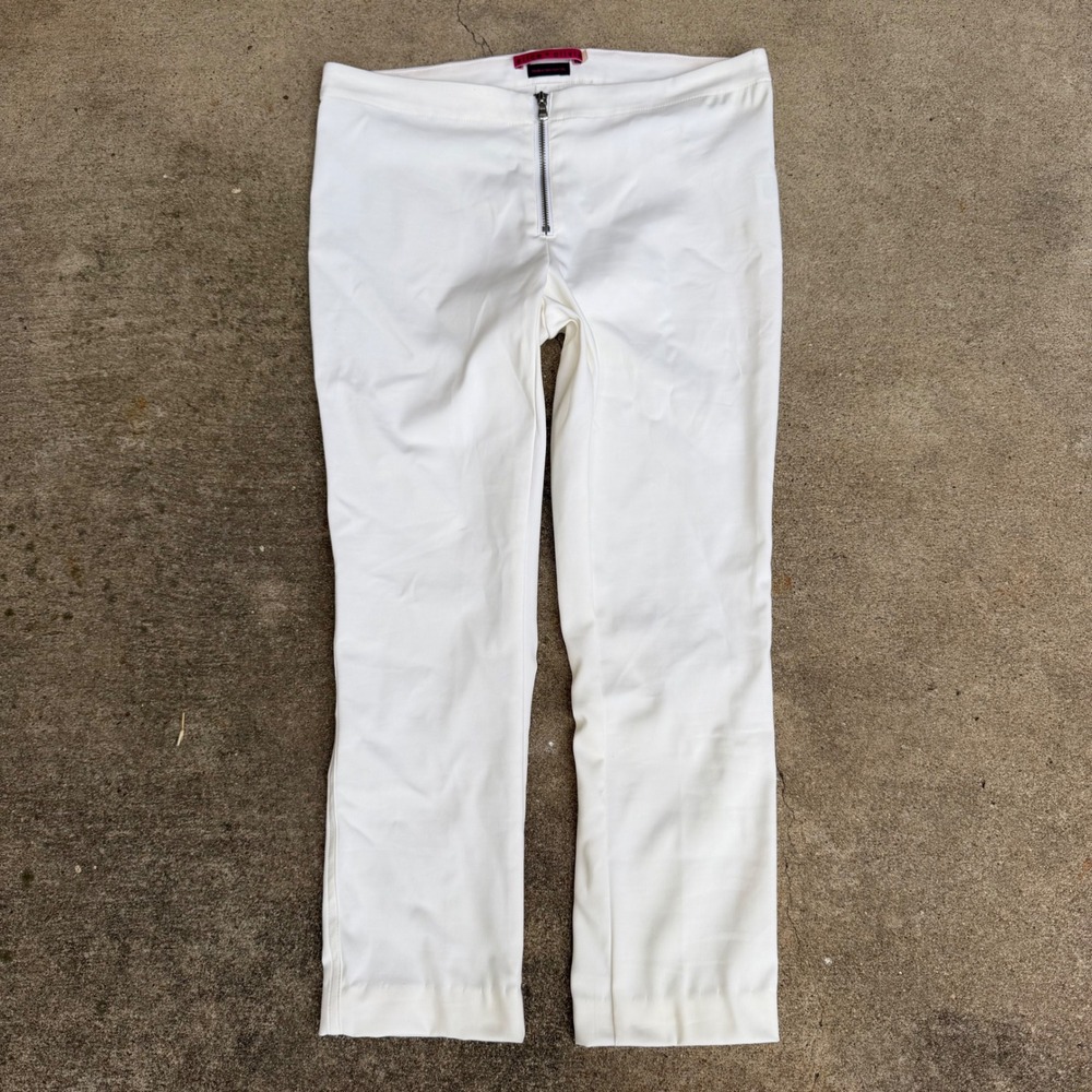 Alice + Olivia White Exposed Front Zip Cropped Pants Trousers Womens Size 2